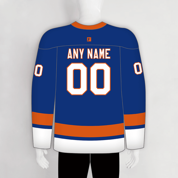 YS26 Blue Orange White Sublimated Custom Logo Hockey Jerseys - YoungSpeeds