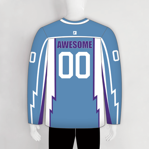 YS36 Light Blue/White/Purple Personalized Blank Hockey Jerseys - YoungSpeeds