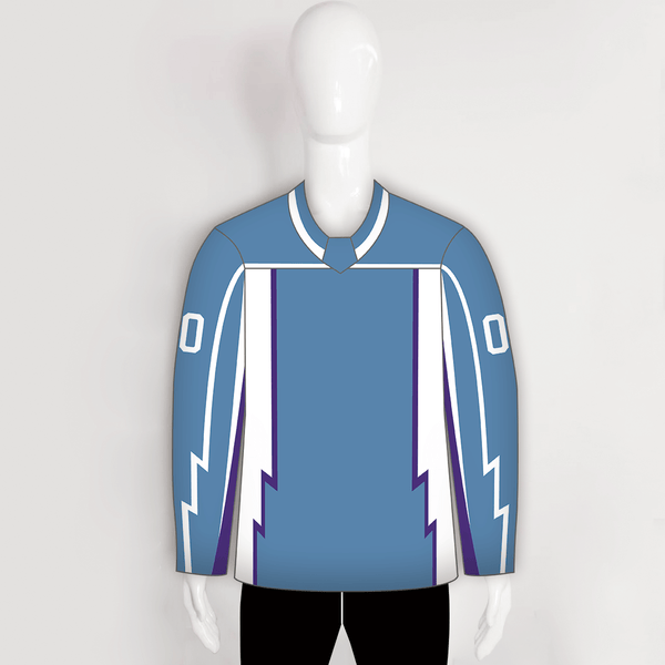 YS36 Light Blue/White/Purple Personalized Blank Hockey Jerseys - YoungSpeeds