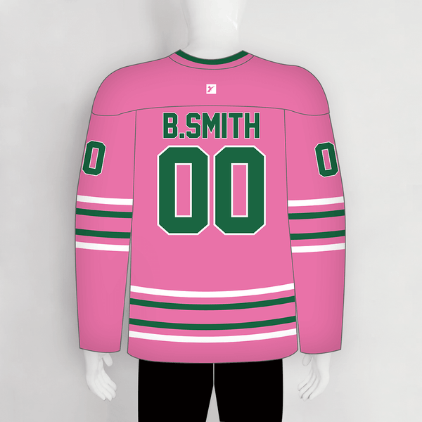 YS51 Pink/Green/White Sublimated Ice Roller Hockey Jerseys Custom Design - YoungSpeeds