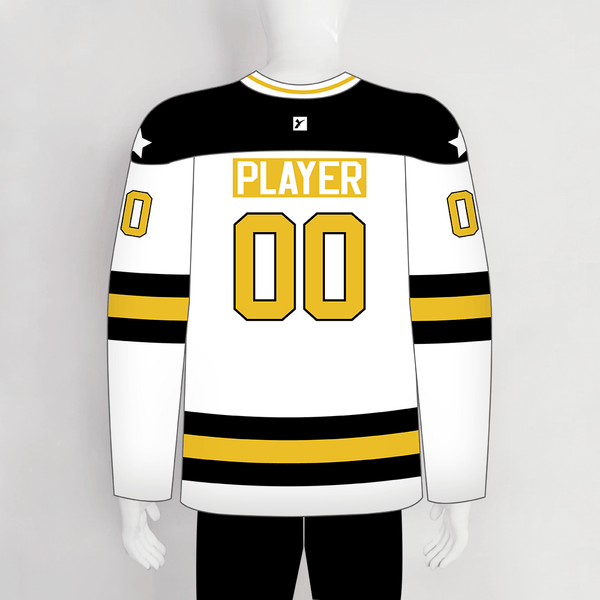 YS61 White/Gold/Black Custom Ice Roller Hockey Jerseys Design - YoungSpeeds