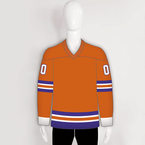 YS9 Orange White Purple Custom Made Plain Hockey Jerseys - YoungSpeeds