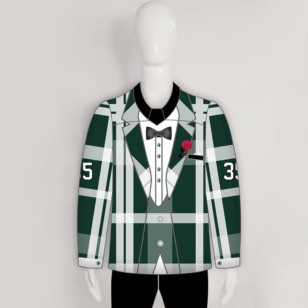 HJQ1 Fancy Green Tuxedo Sublimated Custom Hockey Jerseys
