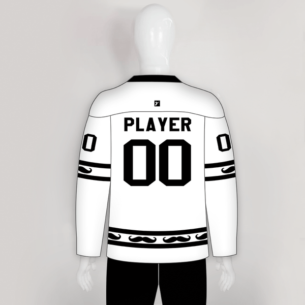 HJZ41 Beard Black White Sublimated Custom Hockey Jerseys - YoungSpeeds
