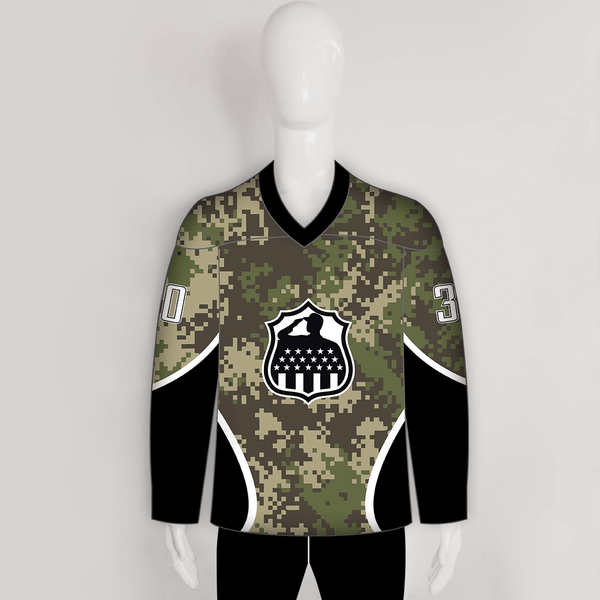 HJZ251 Army Camo Veteran Sublimated Custom Made Hockey Jerseys - YoungSpeeds