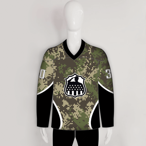 HJZ251 Army Camo Veteran Sublimated Custom Made Hockey Jerseys - YoungSpeeds