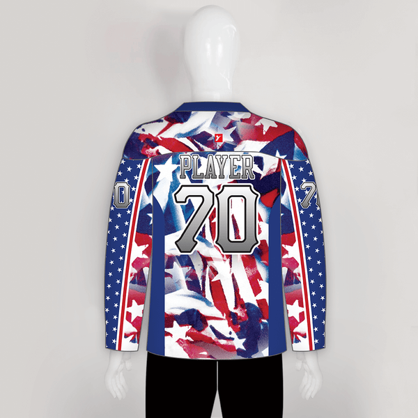 HJZ292 Abstract American Flag Custom Sublimated Hockey Jerseys - YoungSpeeds