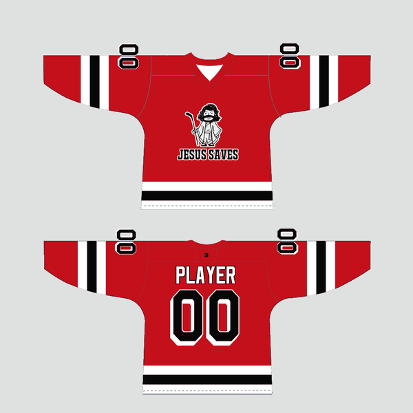 HJQ3 Jesus Saves Custom Sublimated Funny Hockey Jerseys - YoungSpeeds