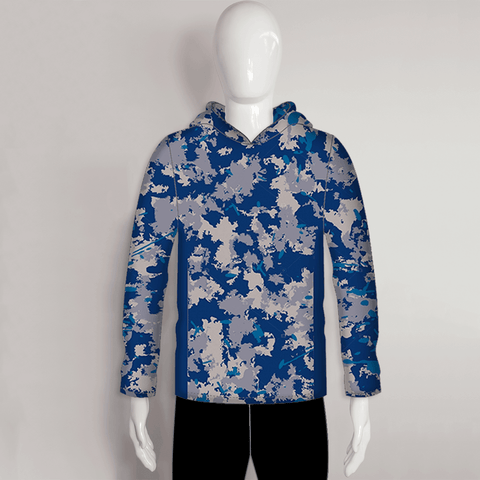 FHJ03 Blue Grey Military Camo Performance Custom Fishing Hooded Shirts - YoungSpeeds