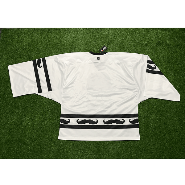 HJZ41 Beard Black White Sublimated Custom Hockey Jerseys - YoungSpeeds