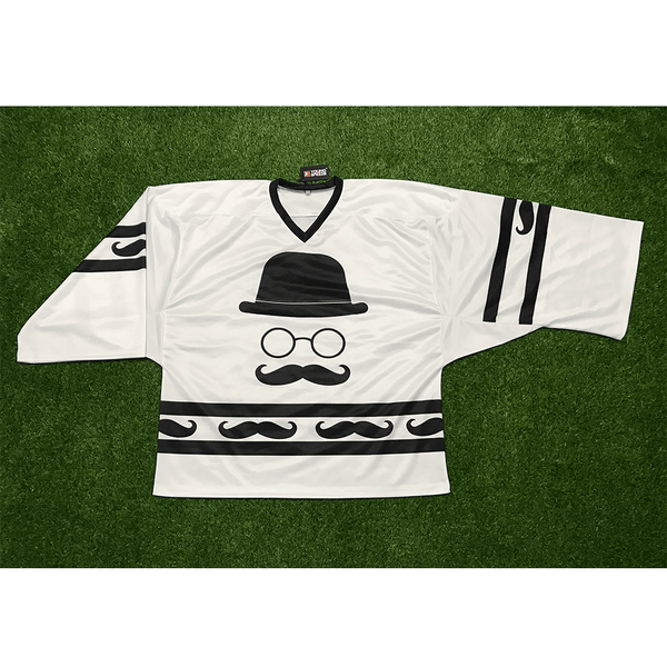 HJZ41 Beard Black White Sublimated Custom Hockey Jerseys - YoungSpeeds
